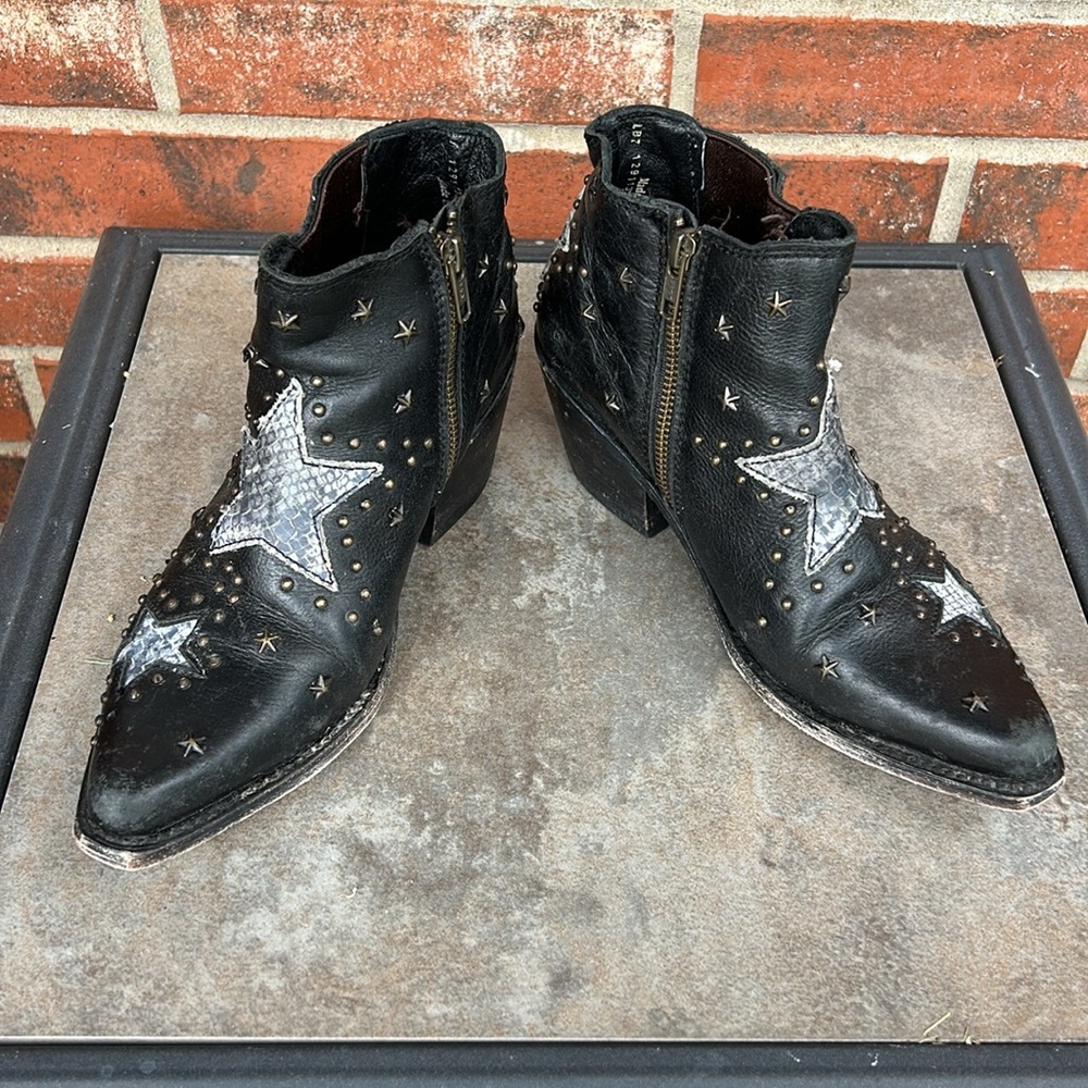 Black Star-Studded Ankle Boots